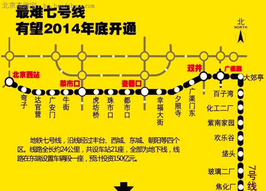 北京地铁7号线线路图-新票价与轨交新线开通同步实施2