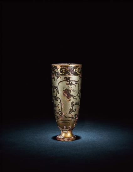 汉代   青铜烙银瑞兽纹杯    嘉德拍卖供图