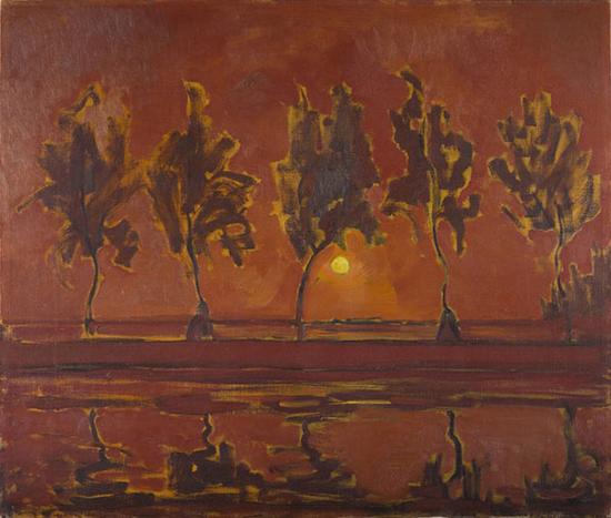 盖因河畔的树（B?ume am Gein: aufgehender Mond）, 1907