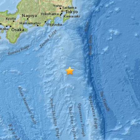 日本东南部海域发生4.9级地震。（图片来源：美国地质勘探局网站）