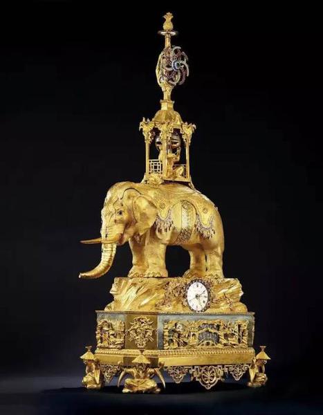 18世纪（英国乔治三世时期） （为乾隆宫廷特制）铜鎏金太平有象水法转花音乐自鸣钟
