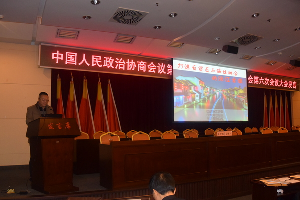 在开幕式之后的大会发言上，廖艺聪委员作《打造自贸区与海丝融合的沧江古镇》的精彩发言。