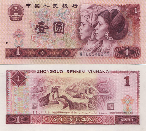 1980年版的一元纸币水印是古币