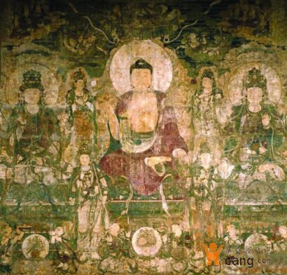 巨幅彩绘佛教壁画《药师经变》局部图
