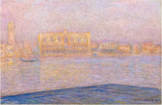 克劳德·莫奈（Claude Monet），《从圣乔治·马焦雷岛观总统府》(Le Palais Ducal vu de Saint-Georges Majeur)，1908 图片：Courtesy Sotheby's