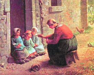 让-弗朗索瓦·米勒作品《女人喂养孩童》