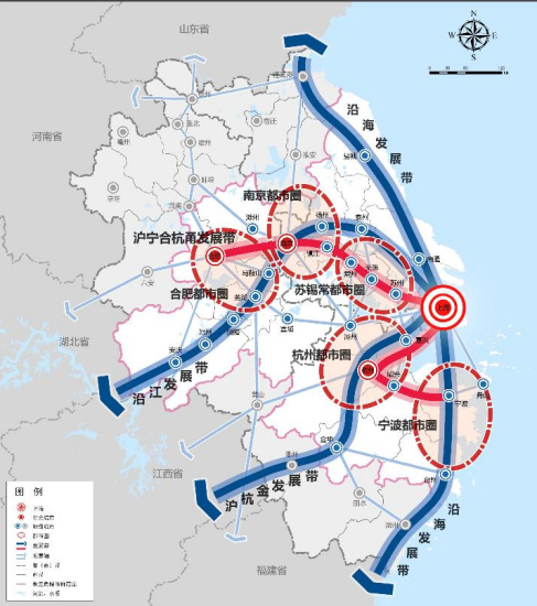 中国提在长江三角洲城市群建“一核五圈四带”