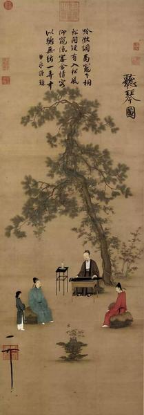 《听琴图》宋 赵佶 绢本设色 纵147.2厘米 横51.3厘米
北京故宫博物院藏