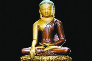 帕拉 11世纪 至稀至珍双色铜合铸释迦牟尼成道像