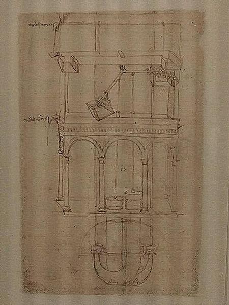 液压泵及建筑制图研究 达芬奇 约1487-1490