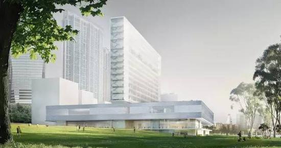 地处香港西九龙，预计于2019年对外开放、总面积为6万平方米的M+博物馆大楼，将坐拥维多利亚港景致，图片来源：西九文化区