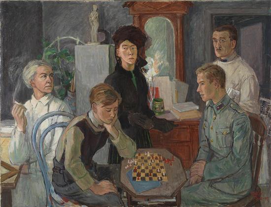 　　Tove Jansson， Family， 1942， Oil， 89 x 116 cm， Private Collection。 Photo： Finnish National Gallery / Hannu Aaltonen