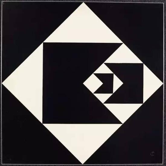 　　《对角函数（Diagonal Function）》，杰拉尔多•德•巴罗斯（Geraldo de Barros），木板油漆，1952年