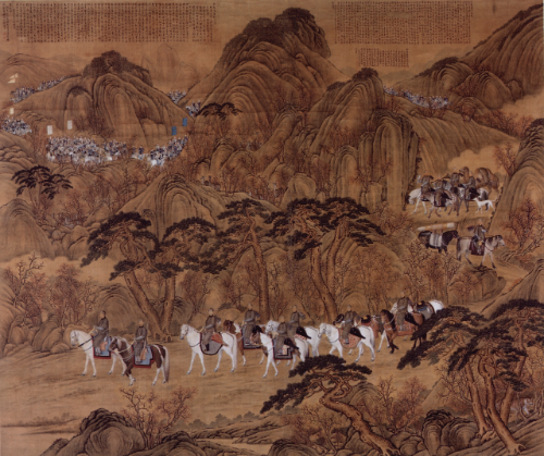 郎世宁绘《哨鹿图轴》，北京故宫博物院藏品