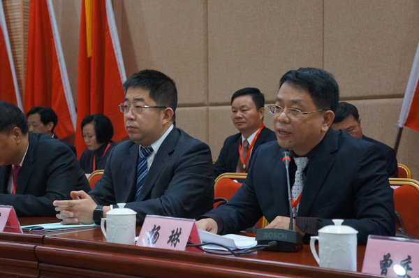 农工党福建省委专职副主委杨琳（右）讲话。（记者 照宁摄）2