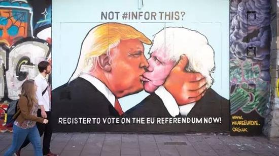 英国脱欧公投中，一名艺术家创作了这幅作品。
