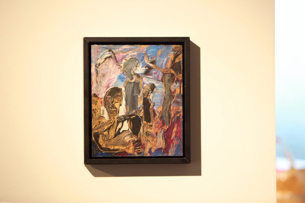 于向溟，影之一，木板油画加木刻，22×27cm，1996