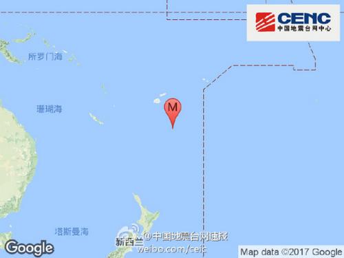 斐济群岛以南发生6.9级地震震源深度400千米