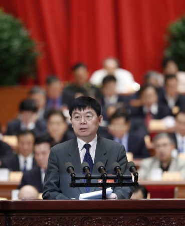 3月10日，全国政协十二届五次会议在北京人民大会堂举行第三次全体会议。这是李卫委员代表无党派人士界作《改革科技评估体系 提升自主创新成效》的发言。