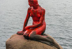 抗议法罗群岛捕鲸 丹麦“小美人鱼”被泼漆