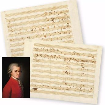 奥地利古典主义作曲家 莫扎特《D大调小夜曲》乐谱原稿 16.2cm×21.7cm 