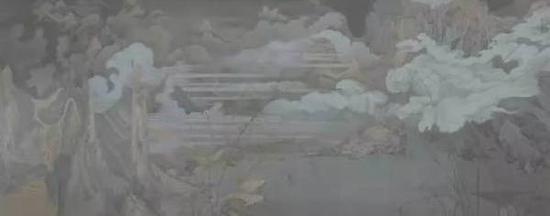 郝量，《潇湘八景—寰宇》，绢本水墨，387 × 184 cm，2016