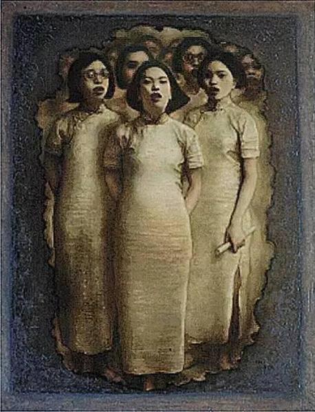 庞茂琨，穿越时间的呐喊，布面油画，150×115cm ，1999