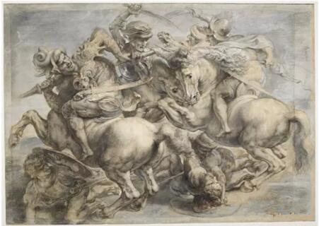 《安吉亚里战役》（“La lutte pour l‘étendard” de la “Bataille d’Anghiari”），彼得·保罗·鲁本斯（Pierre Paul Rubens），卢浮宫博物馆，巴黎