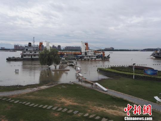 7月9日，安徽省安庆市江花小区外滩公园水情。　朱学文 摄