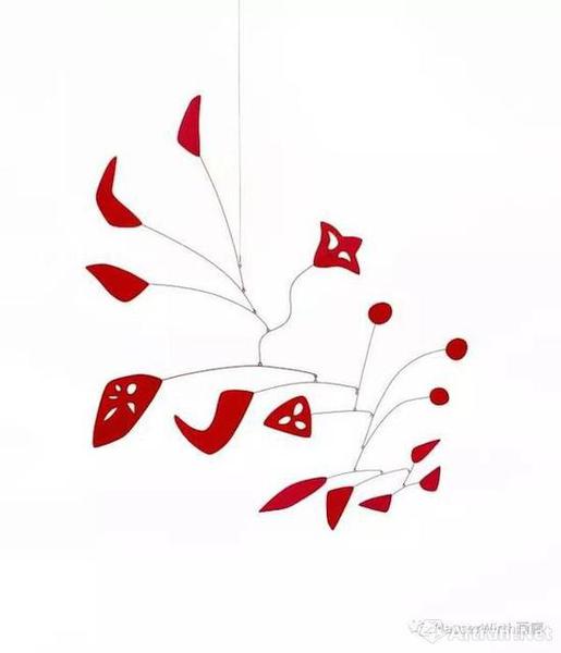 　　亚历山大·考尔德（Alexander Calder），《红色的花》（Red Flowers），1954，金属薄片 铁丝 油漆，130.8 x 109.2 厘米 / 51 1/2 x 43 英寸。? 考尔德基金会，纽约 / 2017 ProLitteris，苏黎世，图片：考尔德基金会，豪瑟沃斯