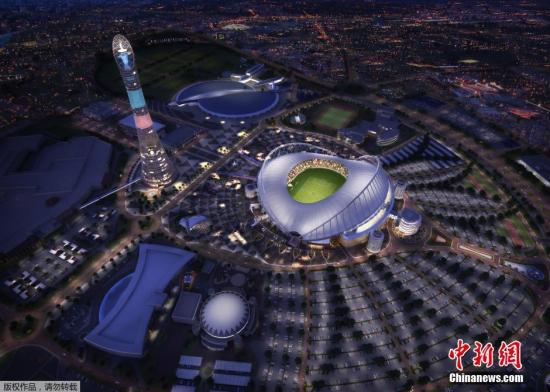 资料图：卡塔尔2022年世界赛场之一——哈利法国际体育场的电脑绘制效果图。