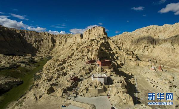 鸟瞰西藏古格王国遗址（8月31日摄）。