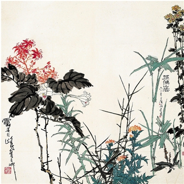 《雁荡山花图》 122×121厘米 1963年