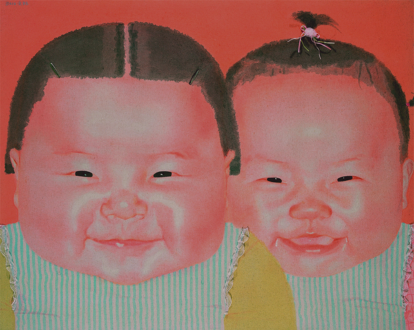 余陈《红孩儿》2010年第四号 综合材料120x150cm Red Child No.4, Mixed media, 120x150cm ,2010