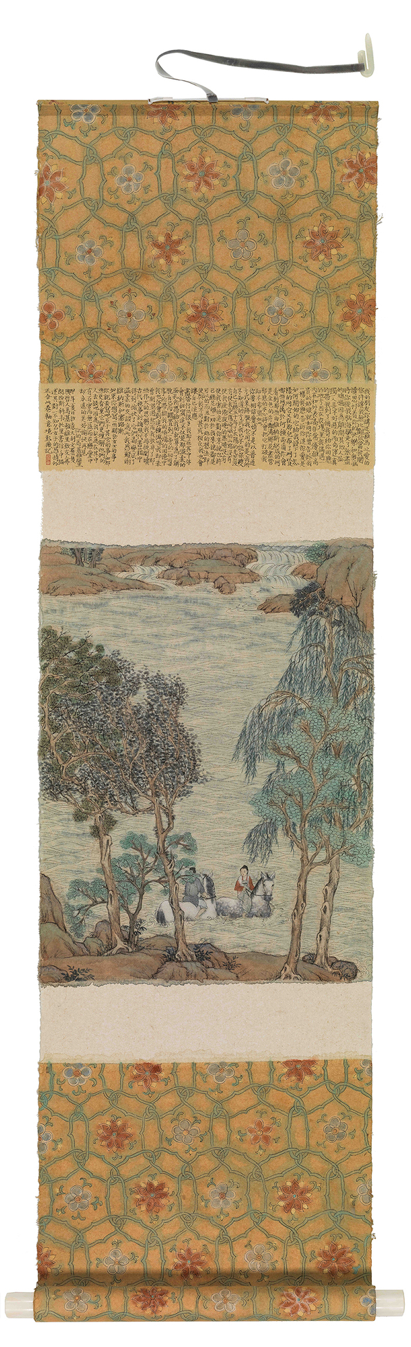 彭薇 《溪岸微风》卷轴- 宣纸水墨  139×38cm  2014   Peng Wei，Letters From A Distance，Ink and wash on paper，139×38cm ，2014