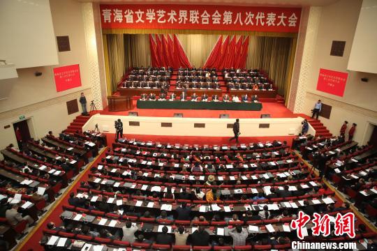 1月10日，青海省文学艺术界联合会第八次代表大会在西宁召开。图为会议现场。　罗云鹏 摄