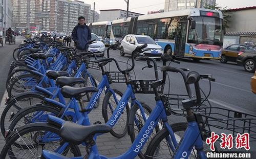 北京街头的“小蓝单车”。。 <a target='_blank' href='http://www.chinanews.com/'>中新社</a>记者 贾天勇 摄