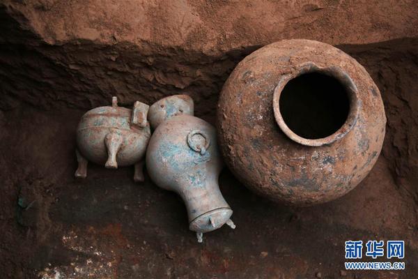 西咸新区空港新城岩村秦人墓葬发掘中发现的盛有古酒的铜壶（中）