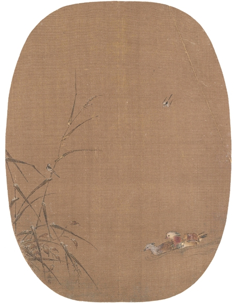宋 张茂 鸳鸯图纨扇 24.4×18.3cm 故宫博物院藏