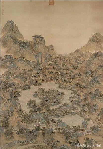 （清）冷枚 避暑山庄图 绢本设色 　　纵254.8厘米 横172.5厘米 北京故宫博物院藏