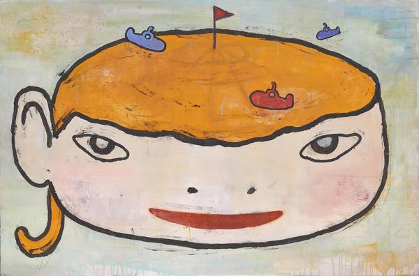 奈良美智 （1959年生）《女孩与潜水艇》压克力彩画布