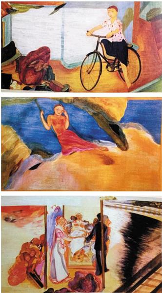 尼立玛·谢克 当查玛长大（局部） 纸本胶彩 1984年