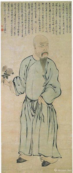 （清）罗聘《袁枚像》，纸本设色，158.5厘米×66.7厘米，日本京都国立博物馆藏
