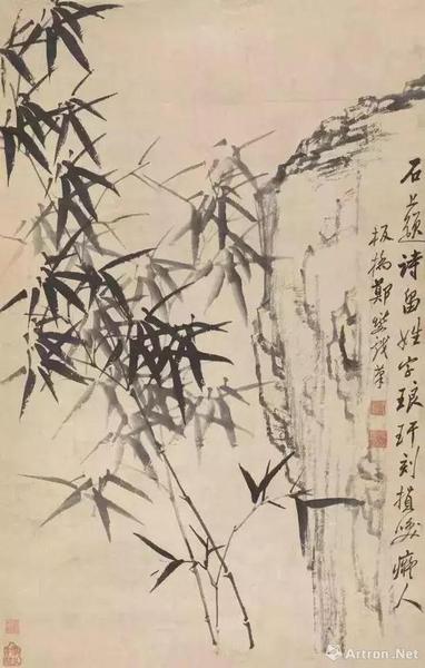 清 郑夑 石畔琅玕图 邓拓旧藏 现藏中国美术馆