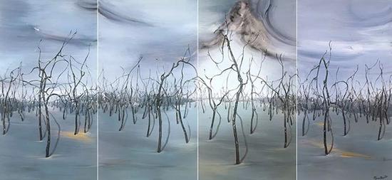 范勃，寒林，83×196cm，布面油彩，2012