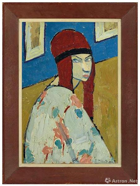 拍品编号154 珍妮·赫布特尼 （1898-1920） 《自画像》 油彩 画板 艺术家画框