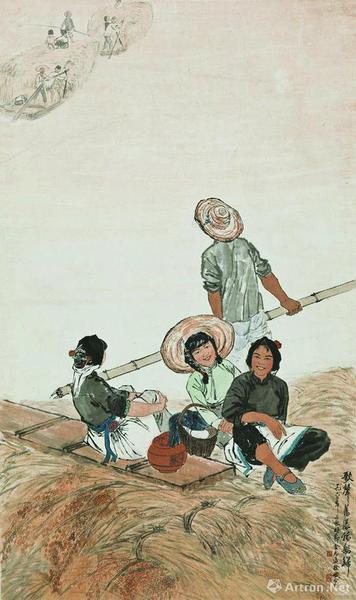 金志远徐孅1962年合作《歌声荡漾稻船归》，中国美术馆藏