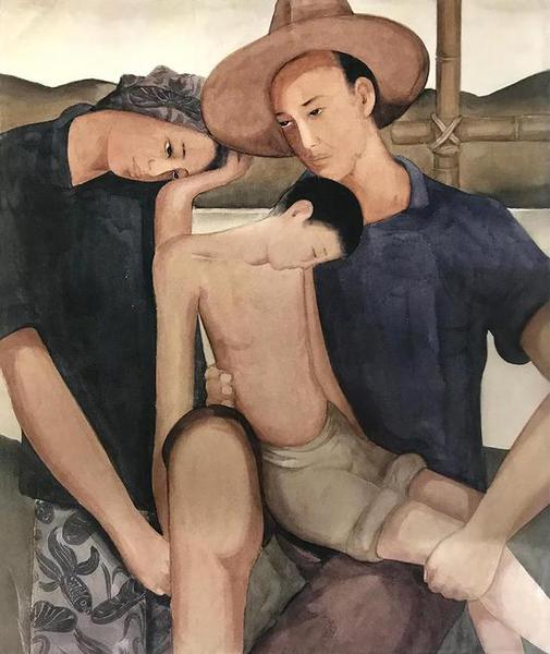 《地之子》 庞薰琹水彩初稿（油画佚失）45 × 37cm 1934年 庞薰琹美术馆藏