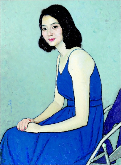     穿蓝裙子的女士（油画）2017年  靳尚谊  作