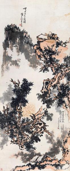 潘天寿 《无限风光》  癸卯（1963年）作  设色纸本 立轴   358.5×150 cm